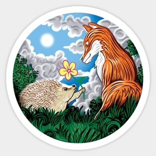 Fox and Hedgehog Friends Sticker